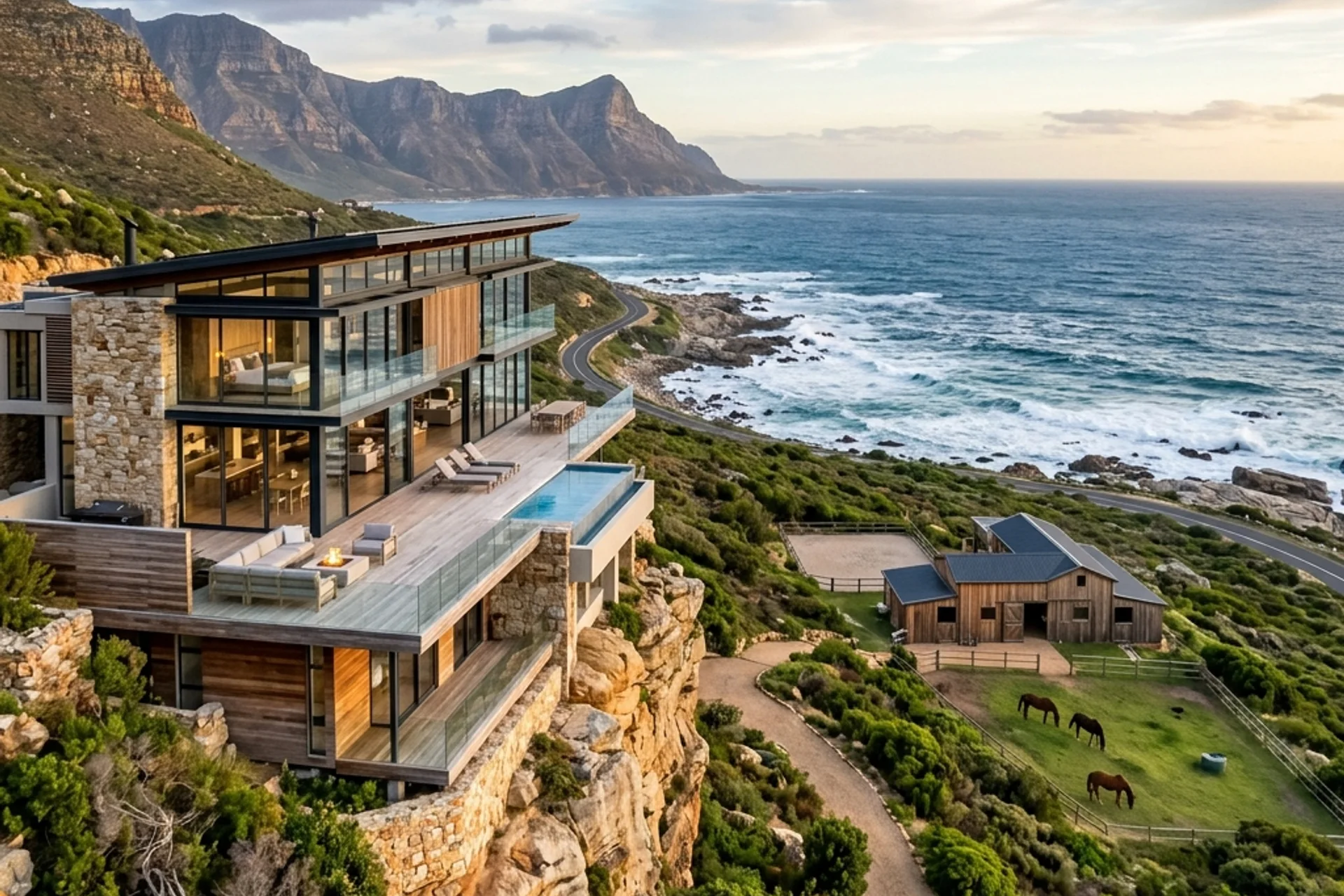 Krans-huis met see-uitsig en perdestal — Mossel Bay
