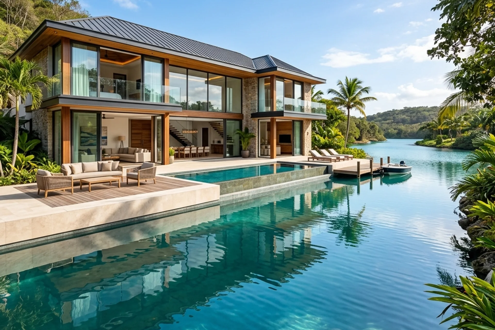 Moderne lagune-villa op die water se rand — Wilderness
